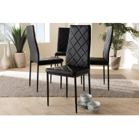 Baxton Studio 112157-4-Black Blaise Modern and Contemporary Black Faux Leather Upholstered Dining Chair (Set of 4)